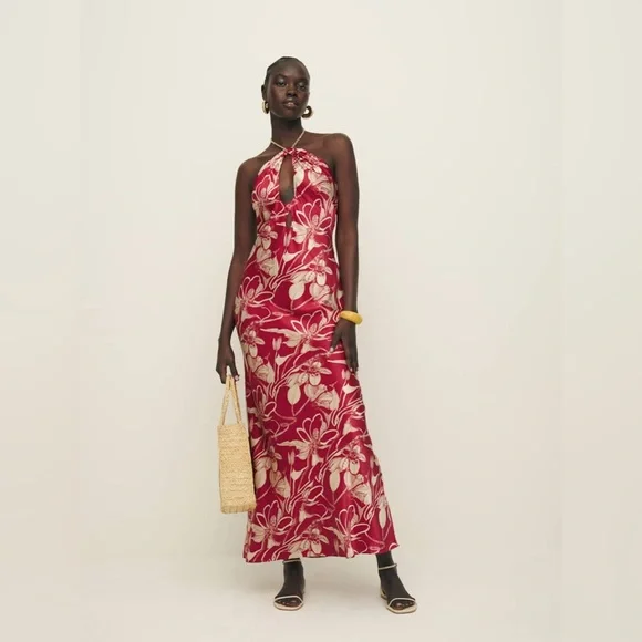 Reformation Yesenia Silk Dress in Las Dalias Reformation Yesenia Silk Dress in Las Dalias